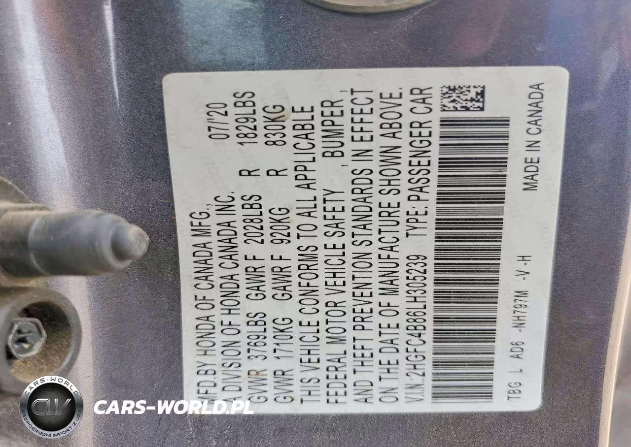 2020 Honda Civic Sport VIN:2HGFC4B86LH305239 - 12