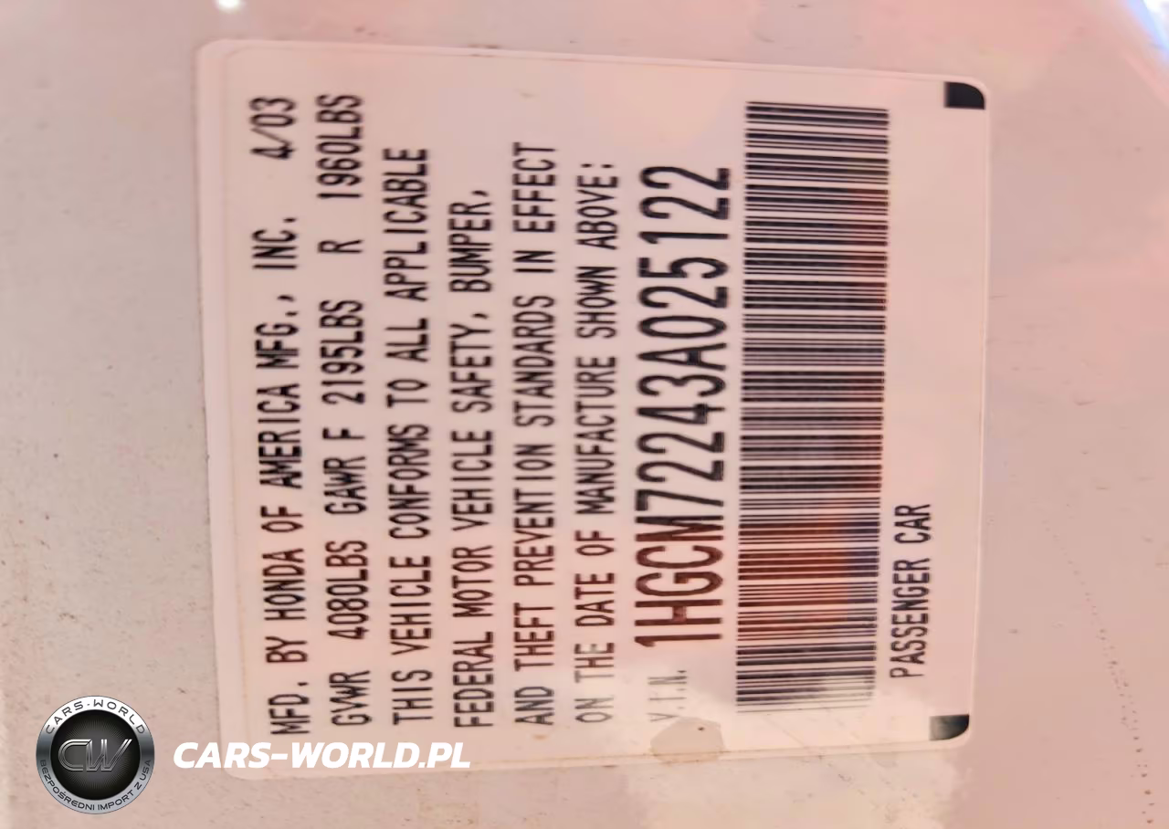 2003 Honda Accord Lx VIN:1HGCM72243A025122 - 12