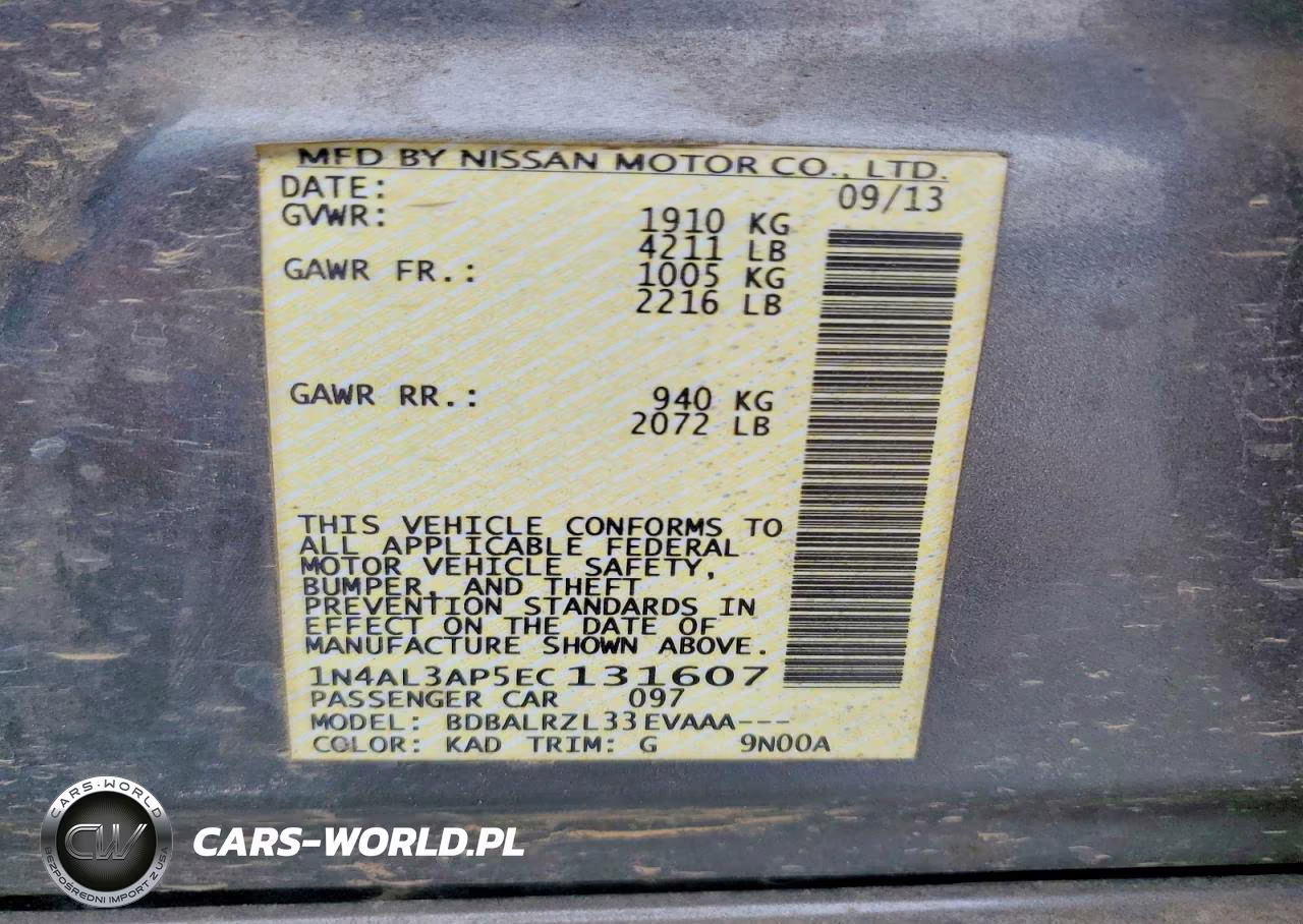 2014 Nissan Altima 2.5 S VIN:1N4AL3AP5EC131607 - 13