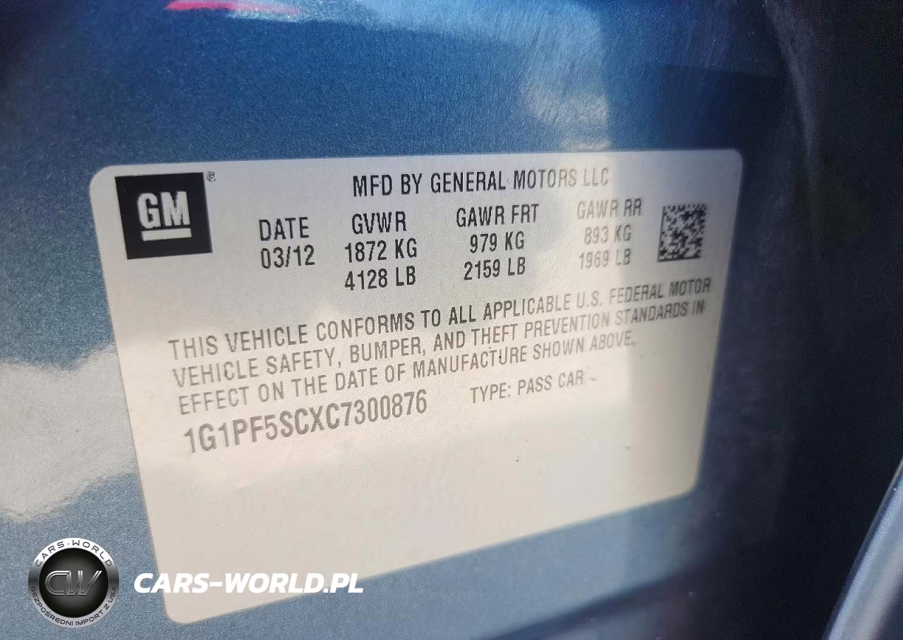 2012 Chevrolet Cruze Lt VIN:1G1PF5SCXC7300876 - 12