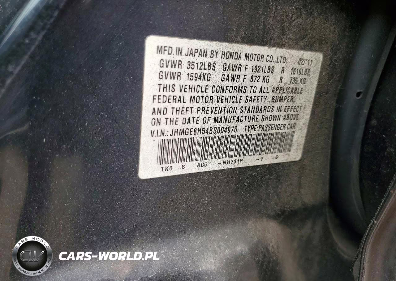 2011 Honda Fit Sport VIN:JHMGE8H54BS004976 - 12