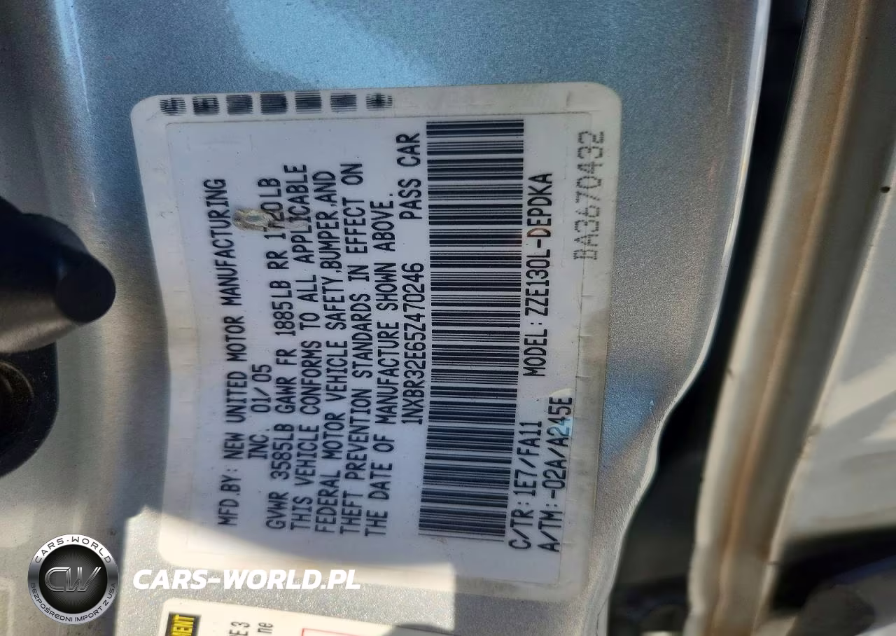 2005 Toyota Corolla Ce VIN:1NXBR32E65Z470246 - 12