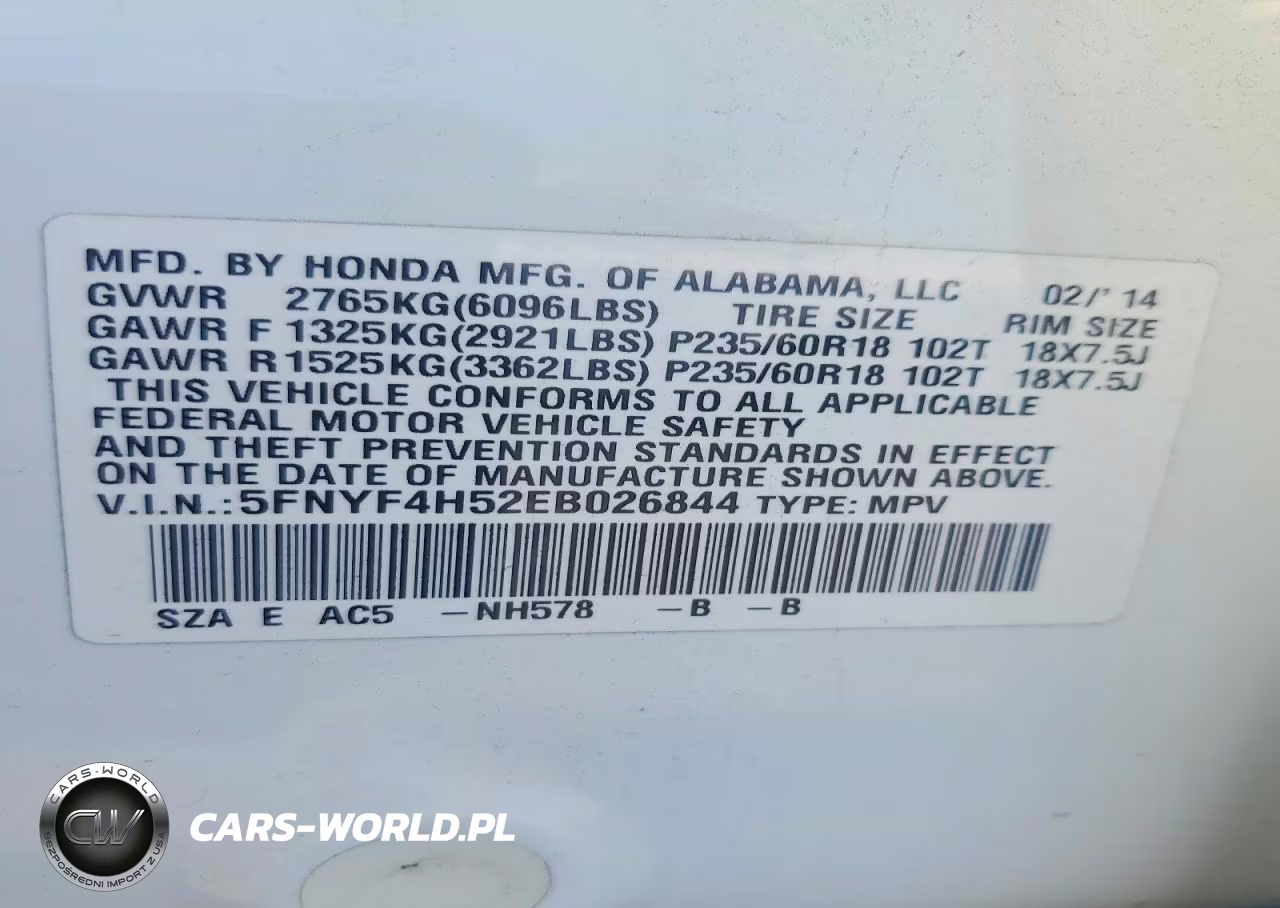 2014 Honda Pilot Exl VIN:5FNYF4H52EB026844 - 13