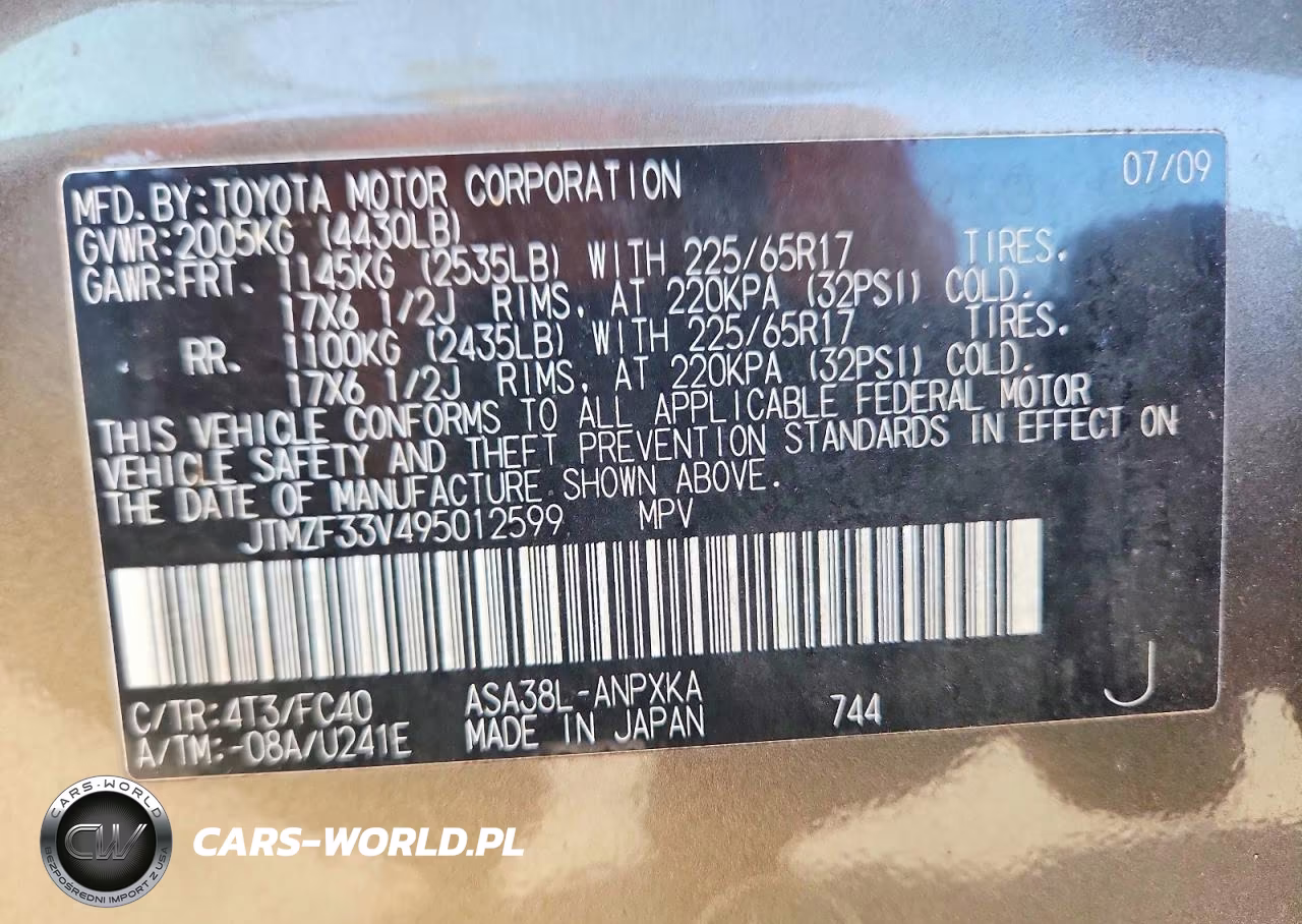2009 Toyota Rav4 Base VIN:JTMZF33V495012599 - 12