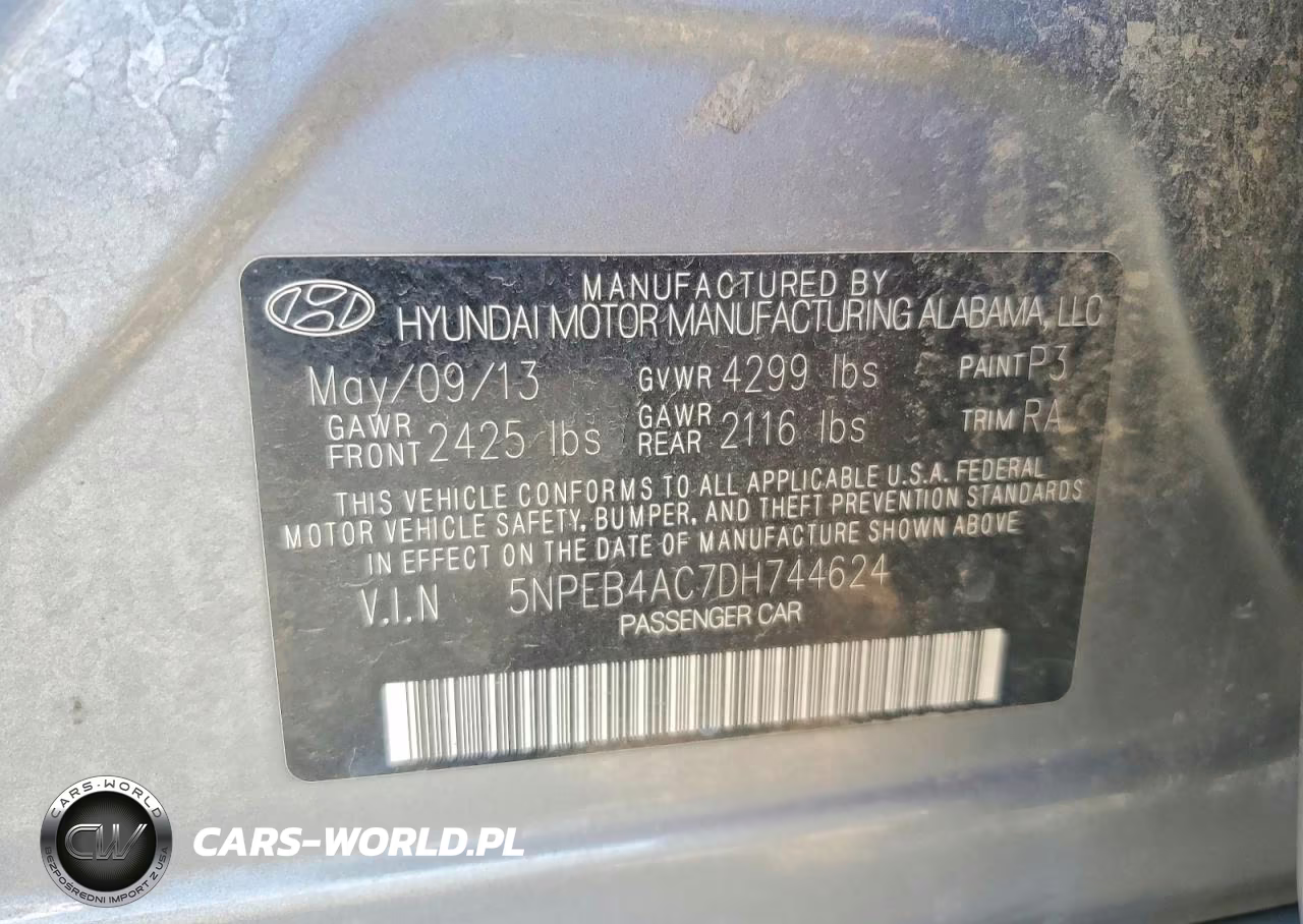 2013 Hyundai Sonata Gls VIN:5NPEB4AC7DH744624 - 12