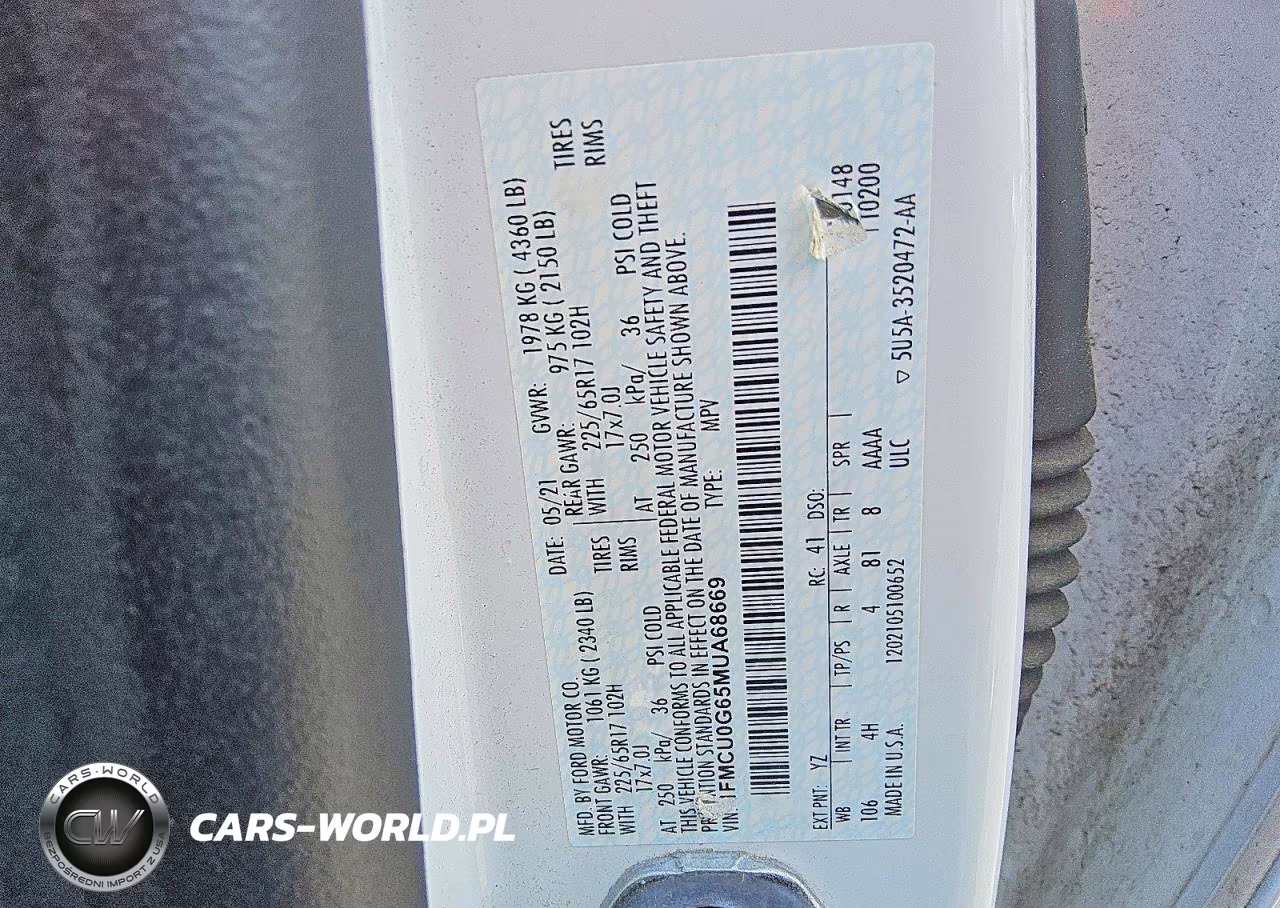 2021 Ford Escape Se VIN:1FMCU0G65MUA68669 - 13