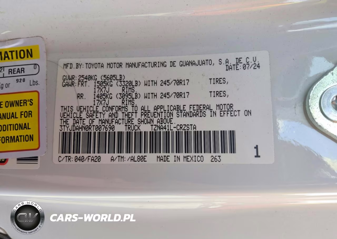 2024 Toyota Tacoma Sr VIN:3TYJDAHN0RT007690 - 7