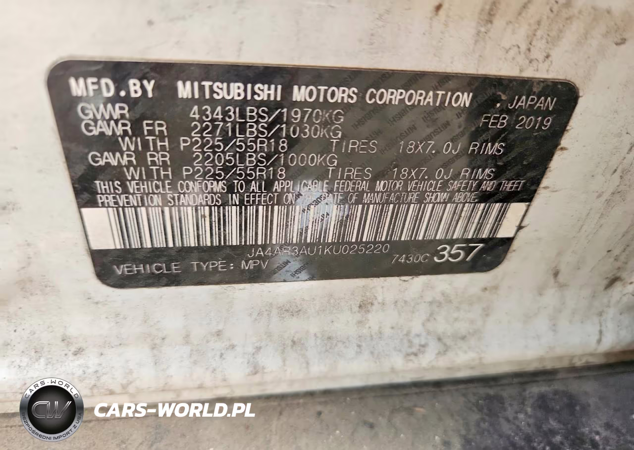 2019 Mitsubishi Outlander Sport Es VIN:JA4AR3AU1KU025220 - 12