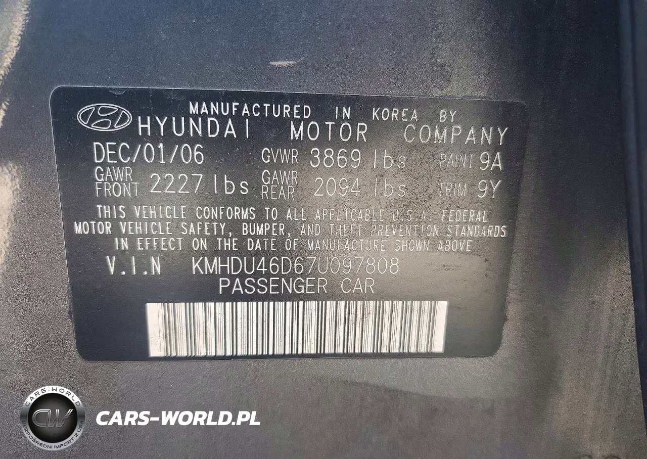 2007 Hyundai Elantra Gls VIN:KMHDU46D67U097808 - 13