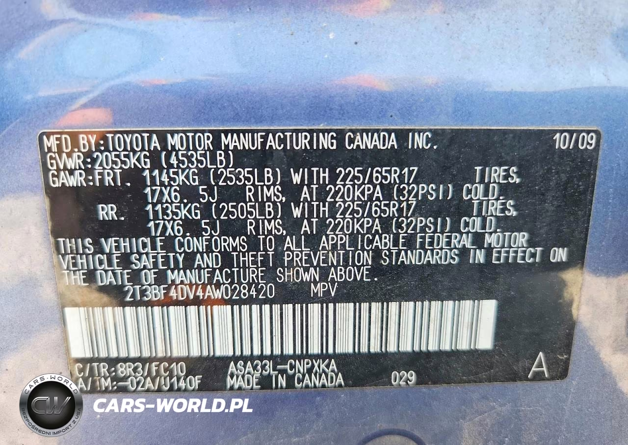 2010 Toyota Rav4 Base VIN:2T3BF4DV4AW028420 - 13
