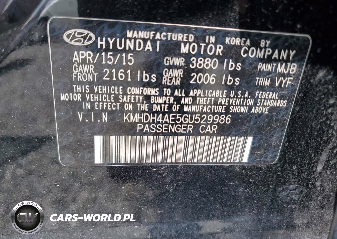 2016 Hyundai Elantra Gl VIN:KMHDH4AE5GU529986 - 12