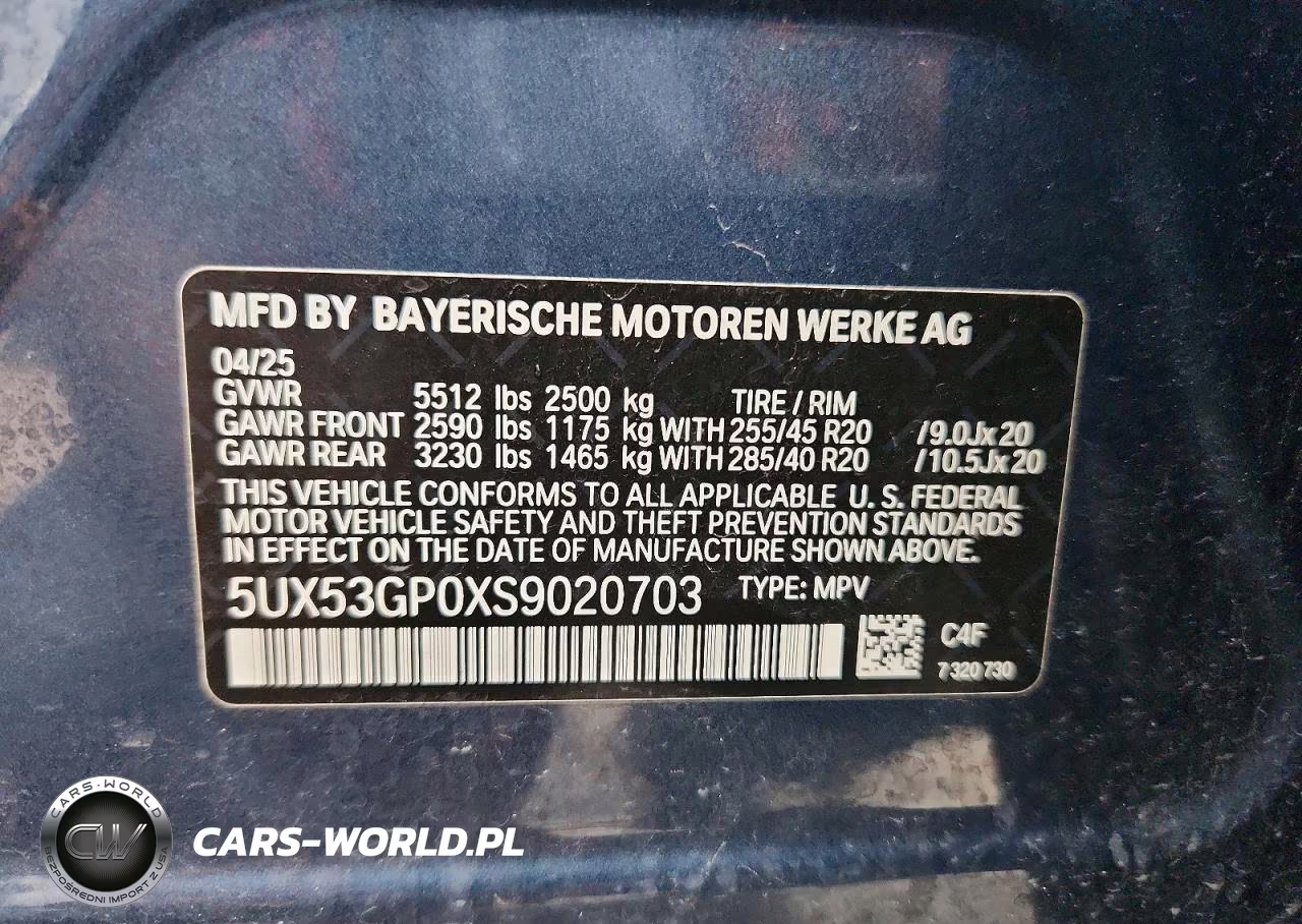 2025 BMW X3 30 xDrive VIN:5UX53GP0XS9020703 - 13