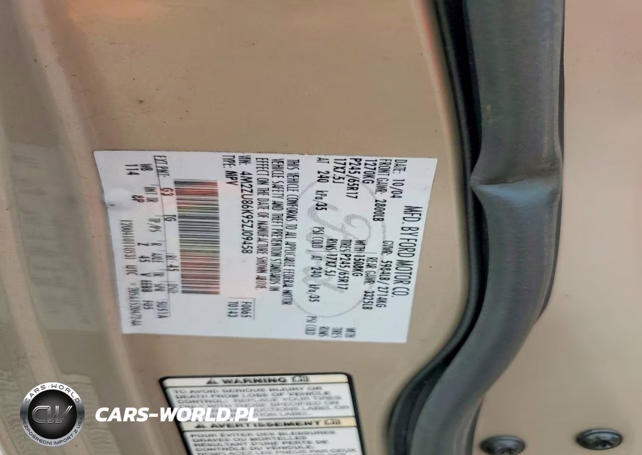 2005 Mercury Mountaineer VIN:4M2ZU86K95ZJ09458 - 13