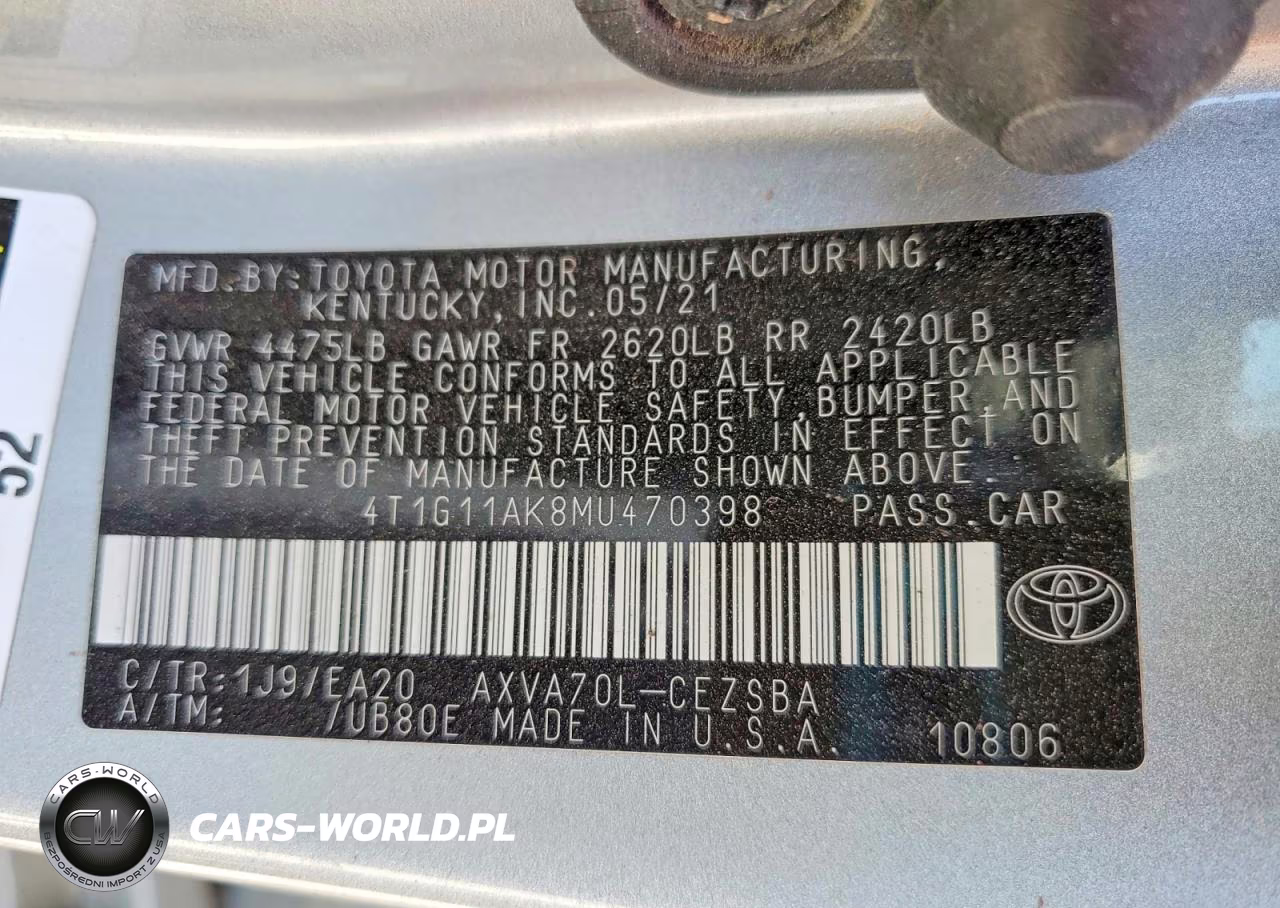 2021 Toyota Camry Se VIN:4T1G11AK8MU470398 - 12