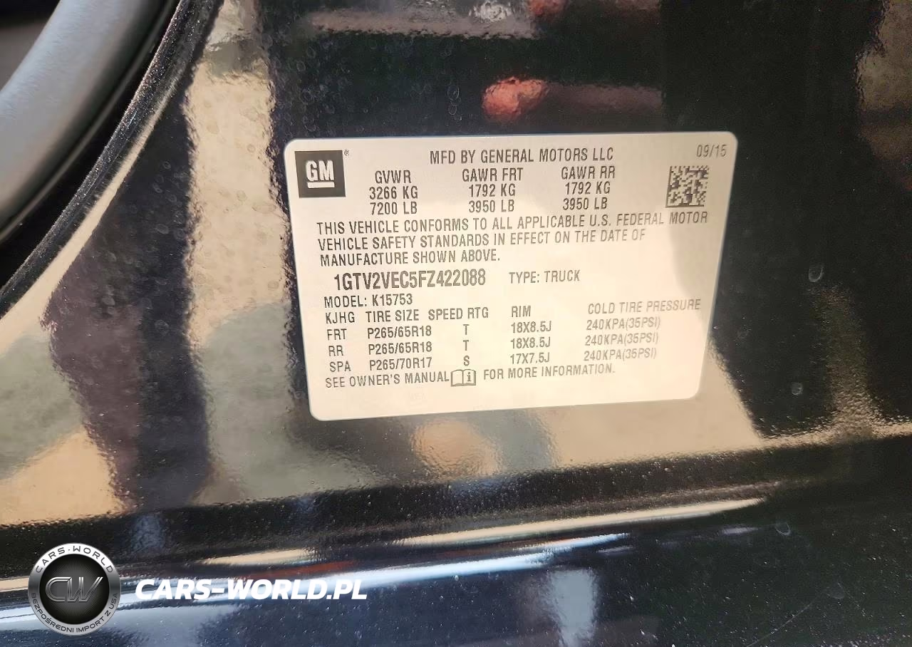 2015 GMC Sierra K1500 Slt VIN:1GTV2VEC5FZ422088 - 12