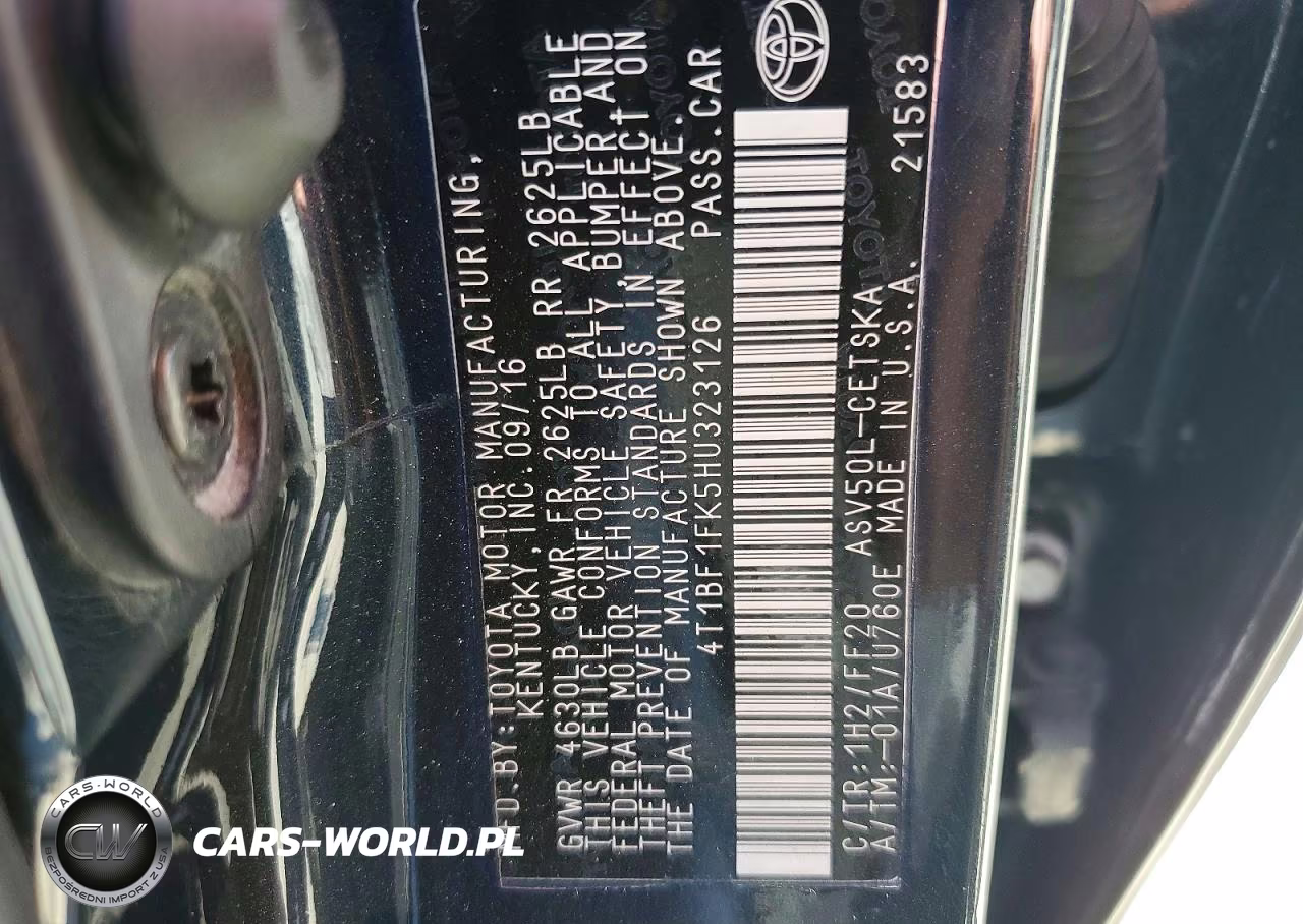 TOYOTA CAMRY LE VIN:4T1BF1FK5HU323126 - 12