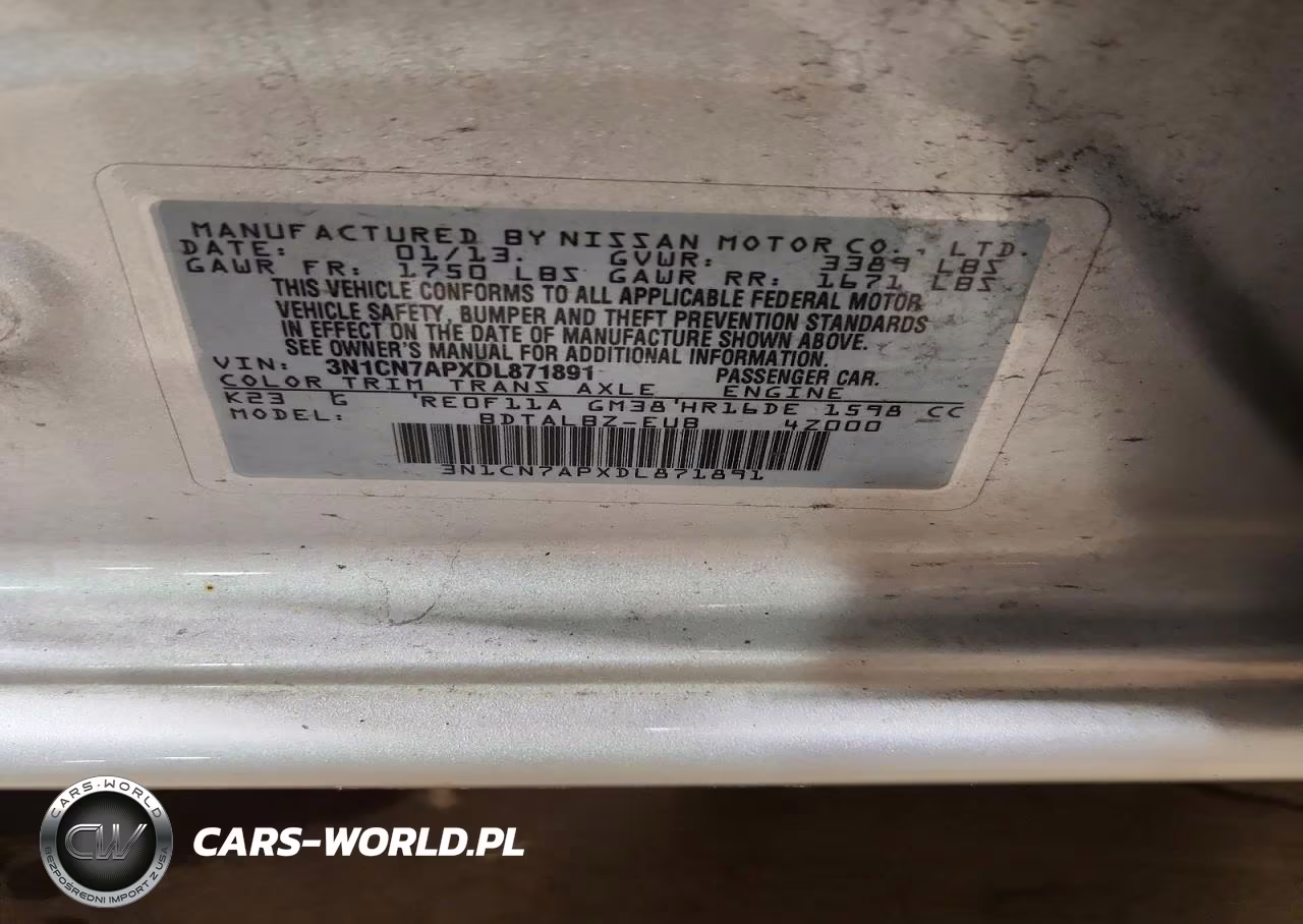 2013 Nissan Versa S VIN:3N1CN7APXDL871891 - 13