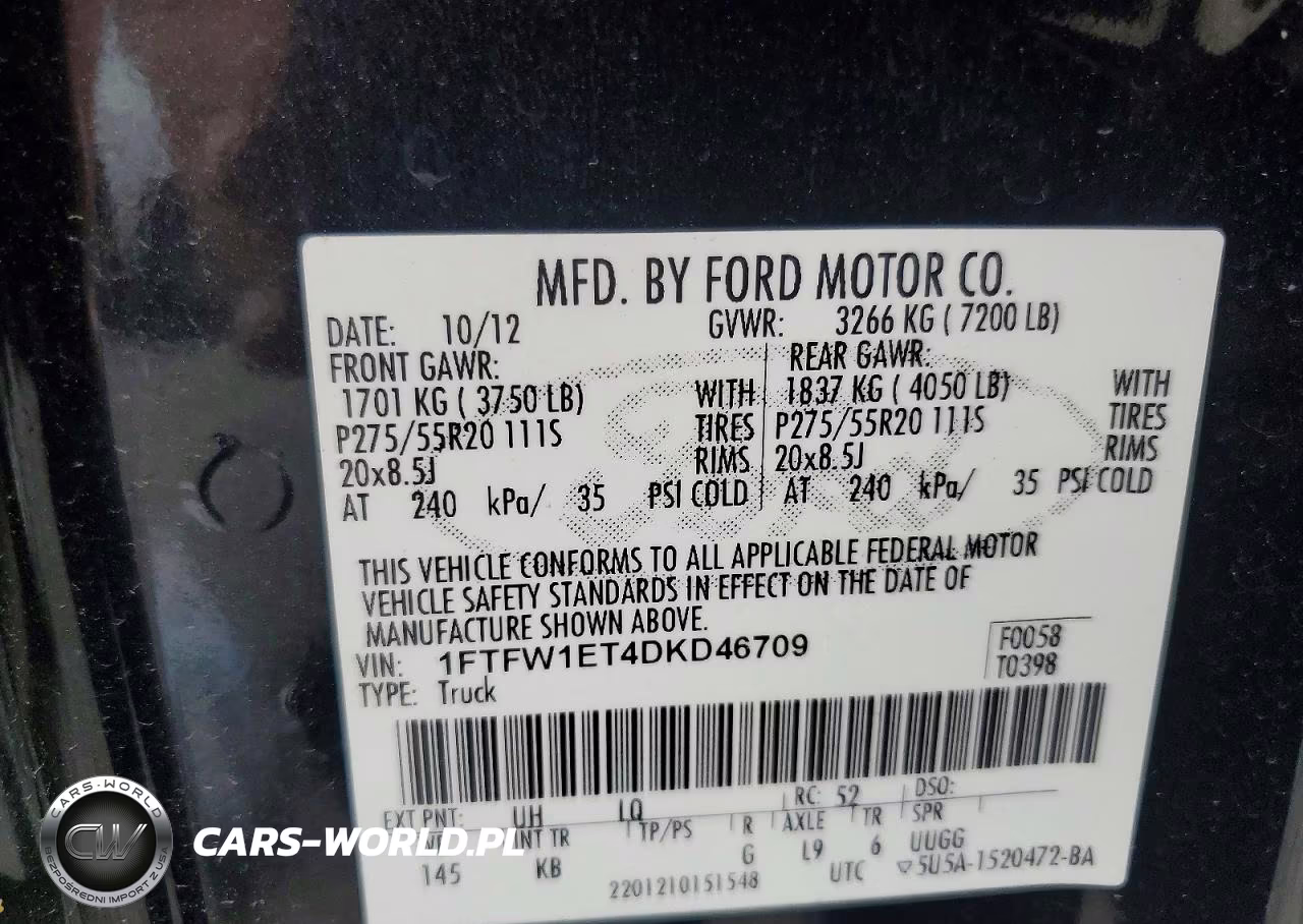 2013 Ford F150 Supercrew VIN:1FTFW1ET4DKD46709 - 12