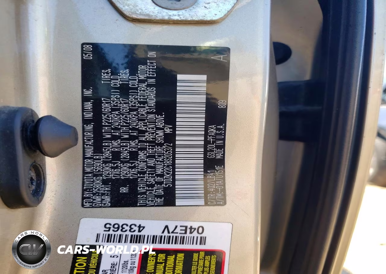 2008 Toyota Sienna Xle VIN:5TDZK22C18S205372 - 13