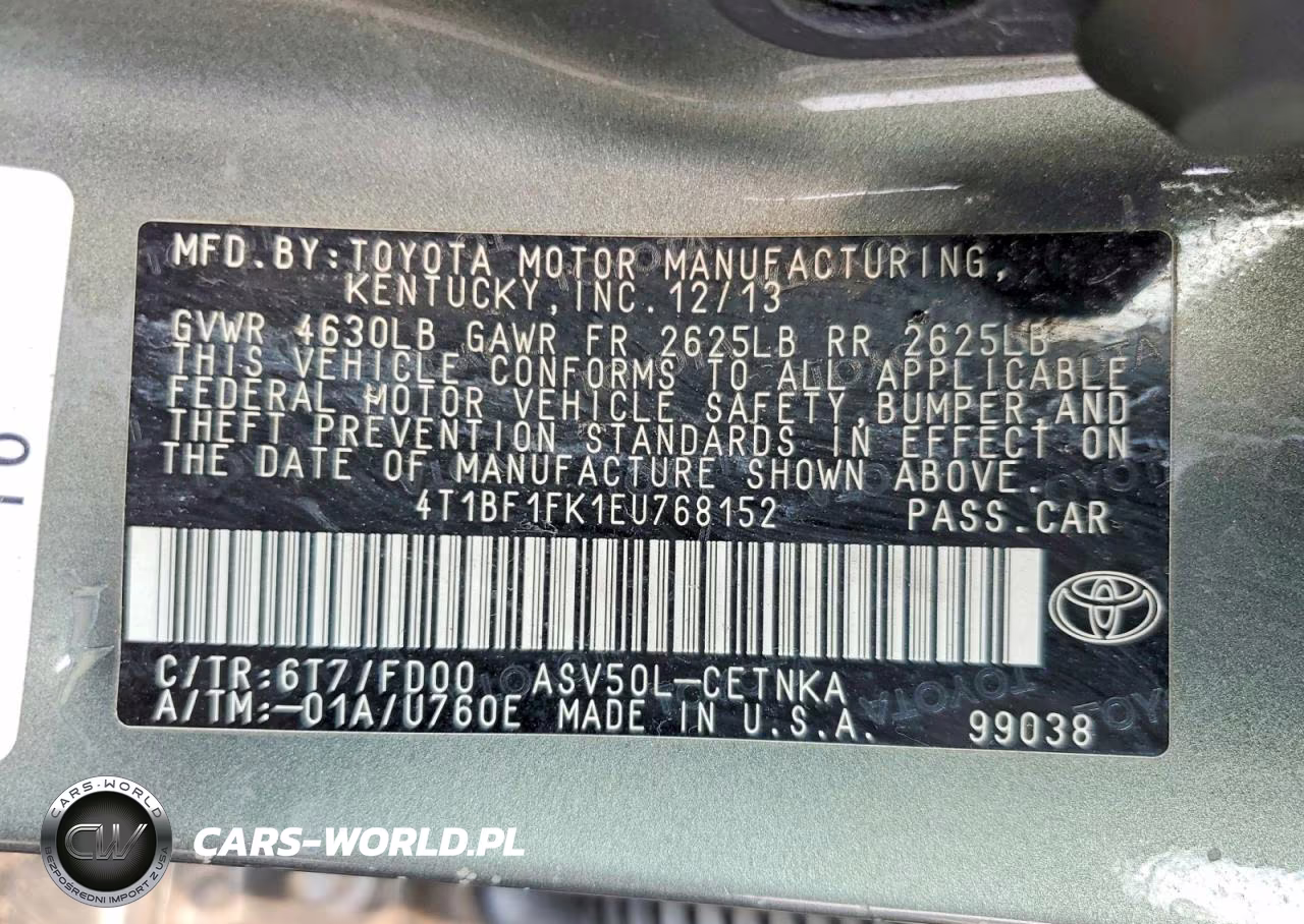2014 Toyota Camry Le VIN:4T1BF1FK1EU768152 - 12