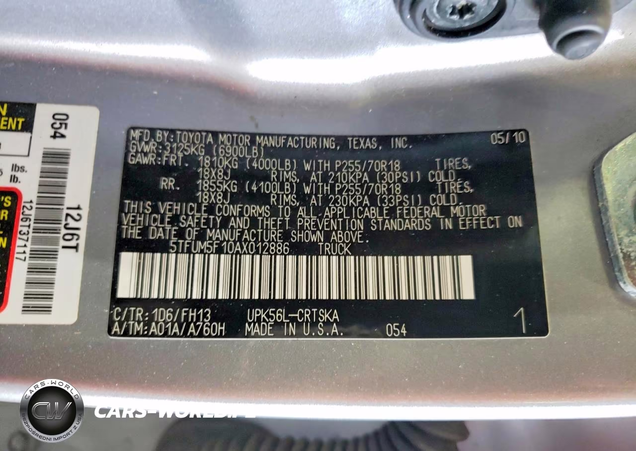 2010 Toyota Tundra Double Cab Sr5 VIN:5TFUM5F10AX012886 - 12