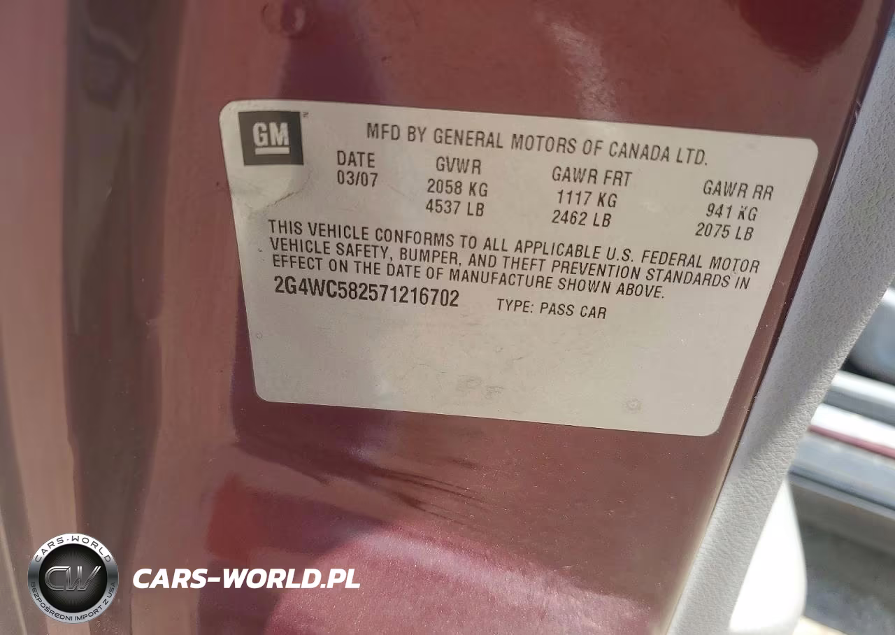 2007 Buick Lacrosse Cx VIN:2G4WC582571216702 - 12