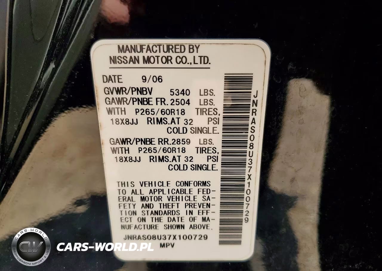 2007 Infiniti Fx35 Base VIN:JNRAS08U37X100729 - 13