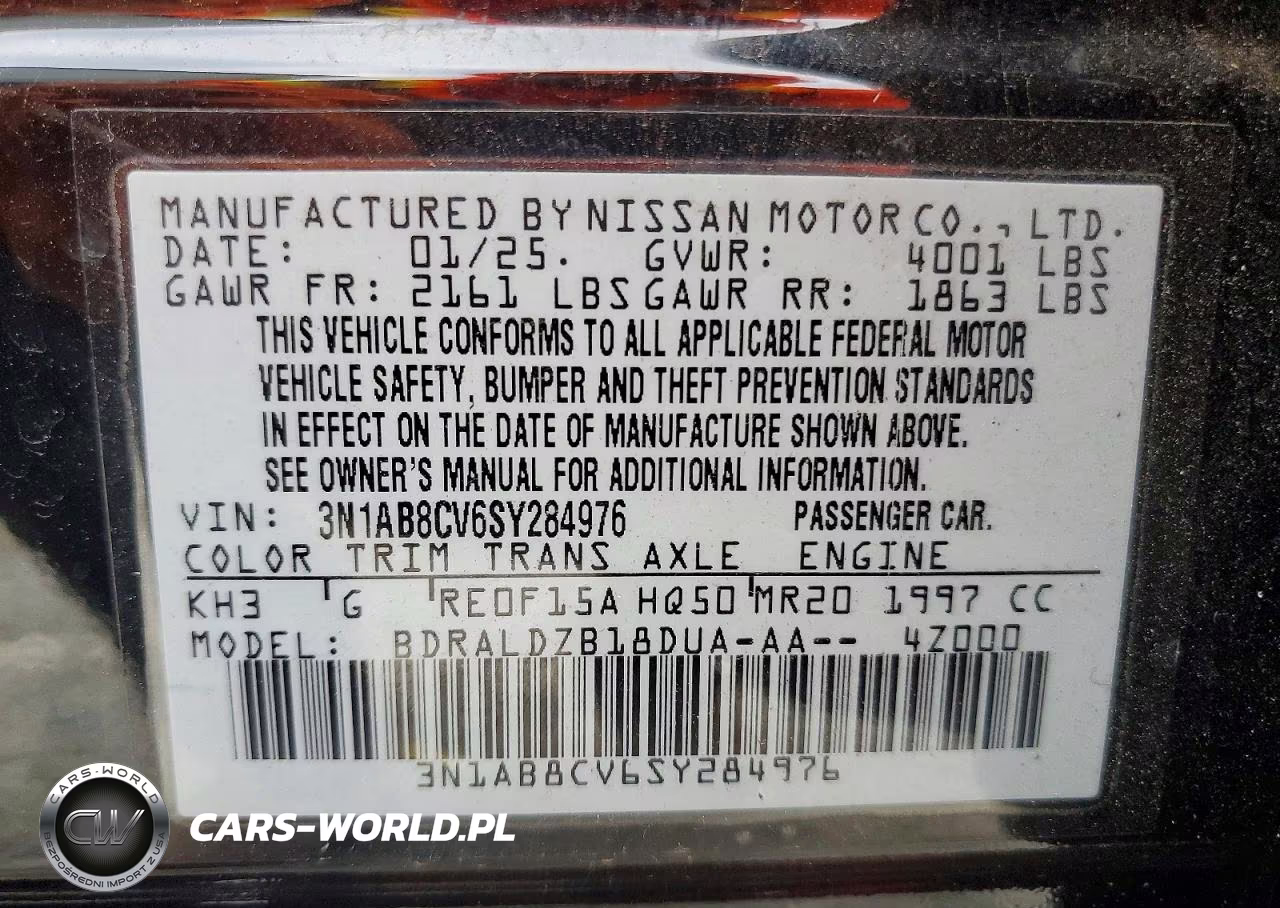 2025 Nissan Sentra Sv VIN:3N1AB8CV6SY284976 - 12