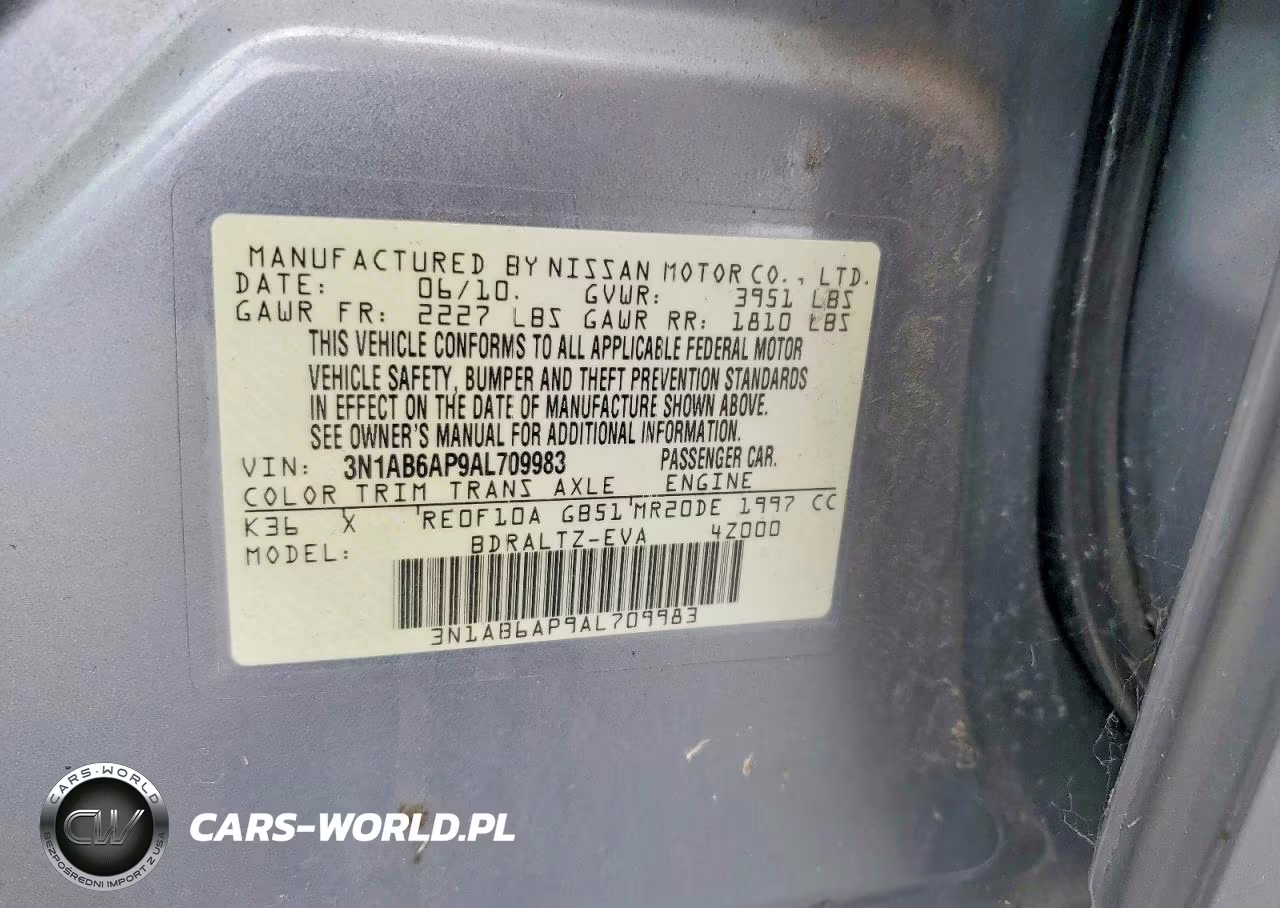 2010 Nissan Sentra 2.0-2.0S-Sr-2.0Sl VIN:3N1AB6AP9AL709983 - 12