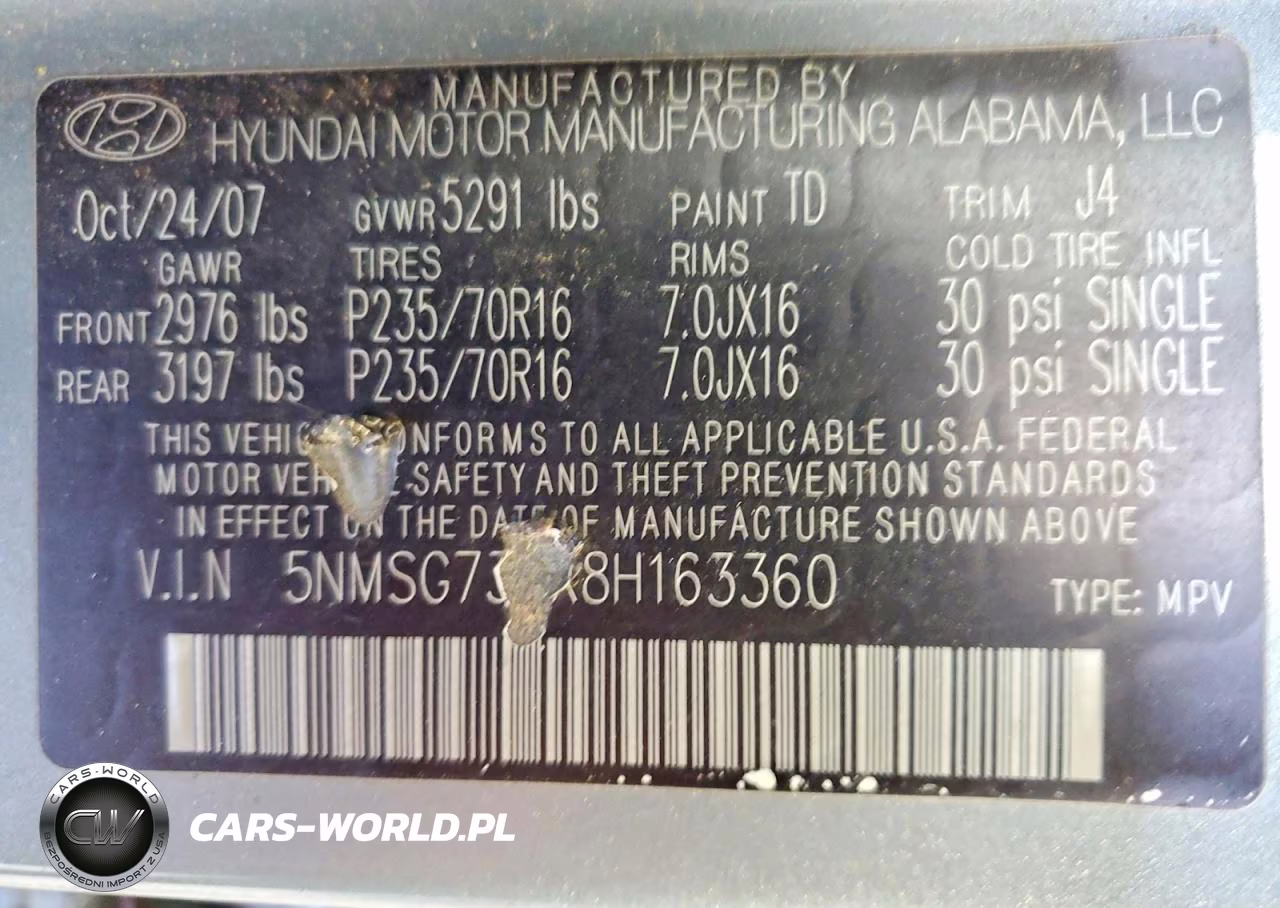2008 Hyundai Santa Fe Gls VIN:5NMSG73DX8H163360 - 14