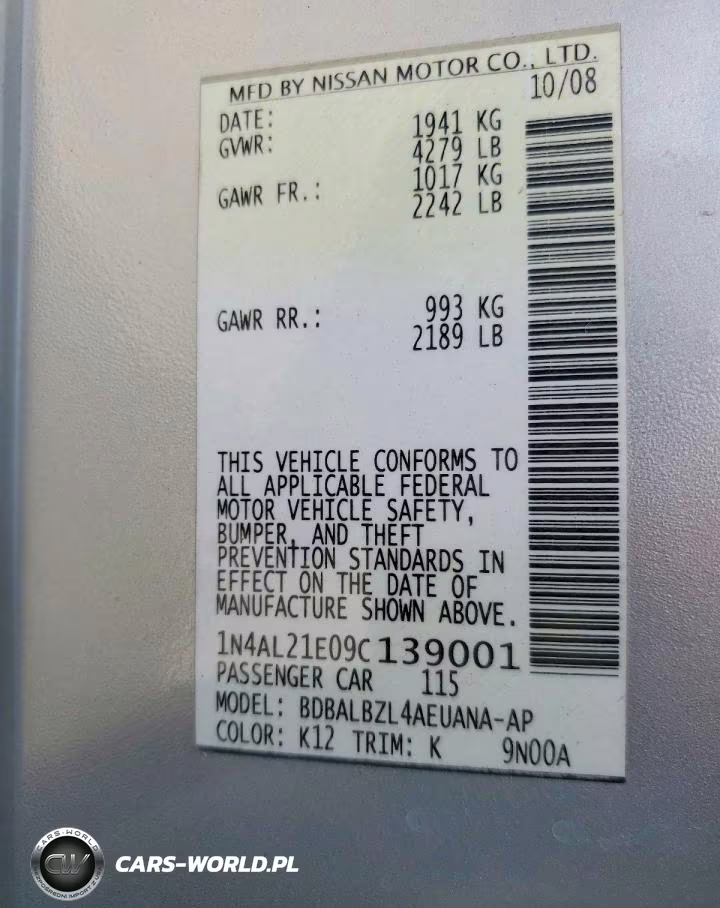 2009 Nissan Altima 2.5 VIN:1N4AL21E09C139001 - 12
