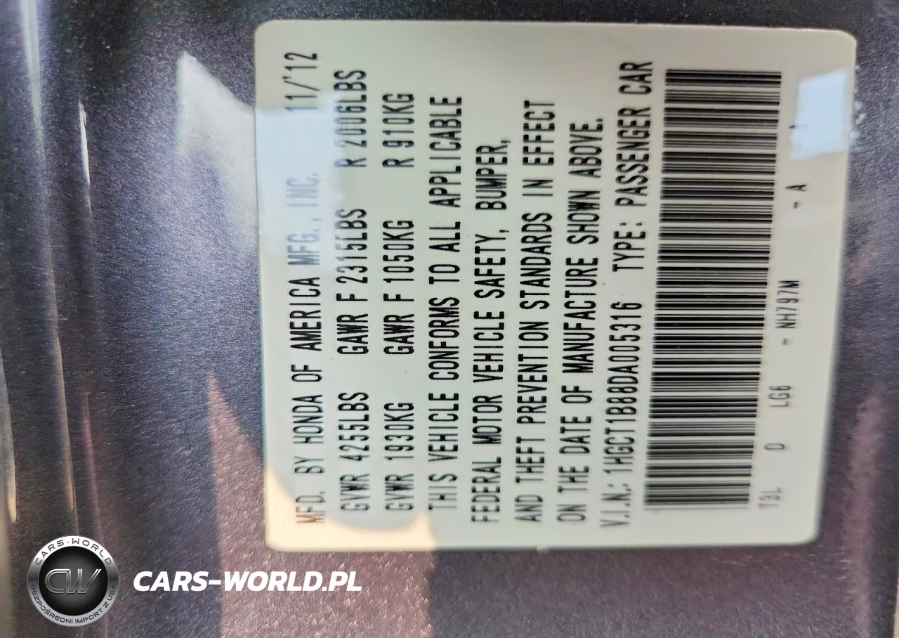2013 Honda Accord Exl VIN:1HGCT1B88DA005316 - 12