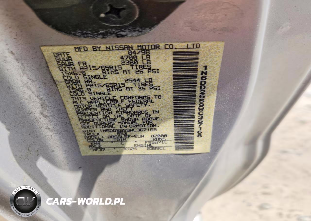 1998 Nissan Frontier King Cab Xe-King Cab Se VIN:1N6DD26S9WC367168 - 13