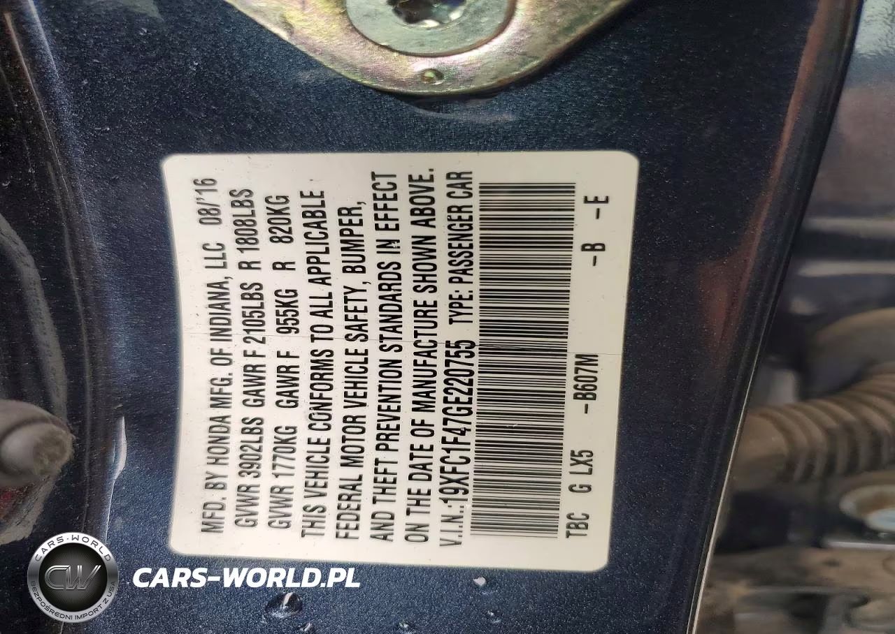 2016 Honda Civic Ex VIN:19XFC1F47GE220755 - 12