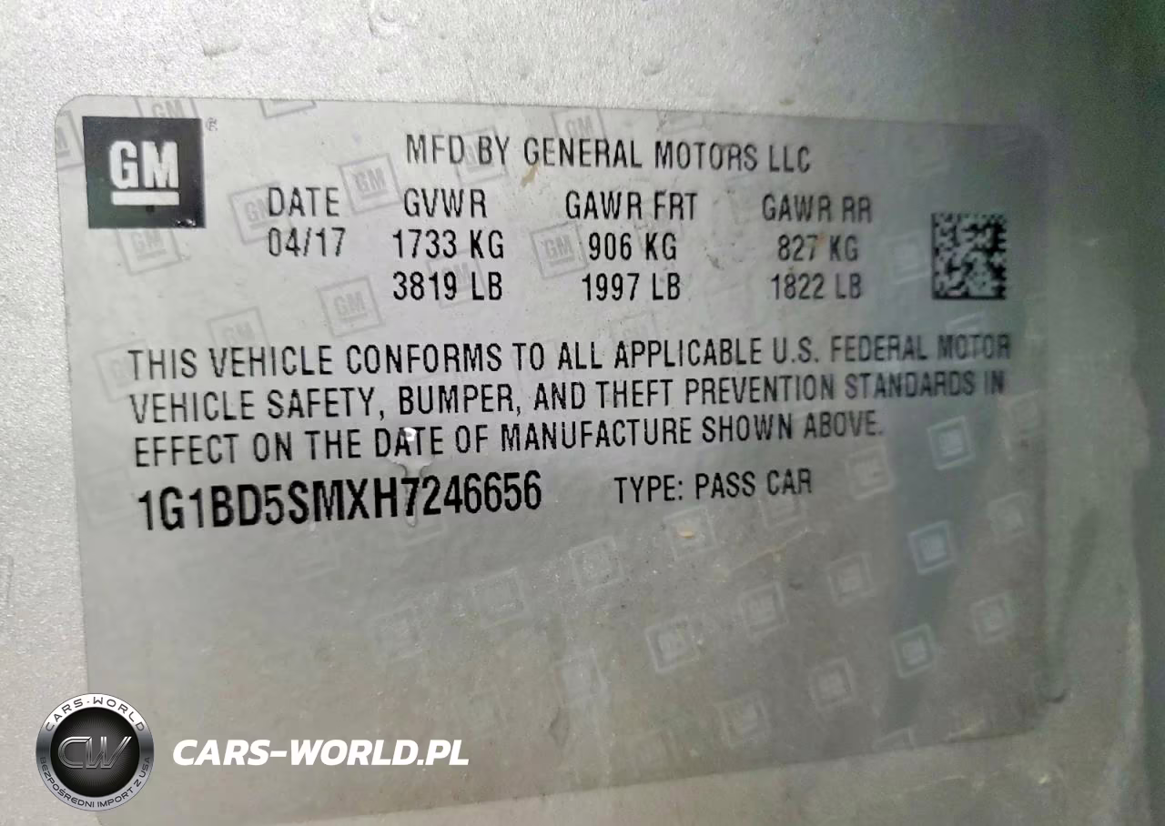 2017 Chevrolet Cruze Lt VIN:1G1BD5SMXH7246656 - 12