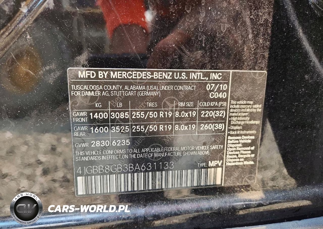 2011 Mercedes-Benz Ml 350 4Matic VIN:4JGBB8GB3BA631133 - 13