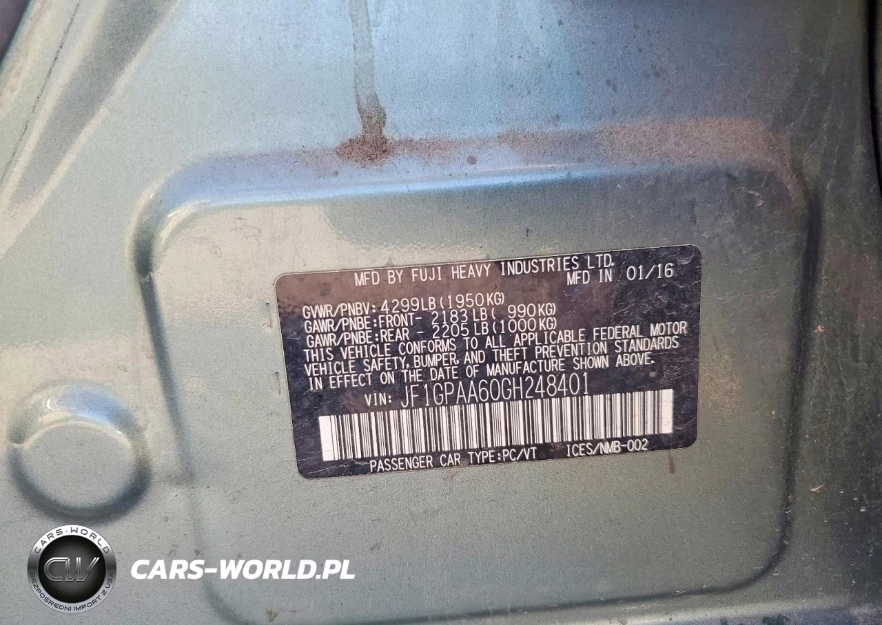 2016 Subaru Impreza VIN:JF1GPAA60GH248401 - 12