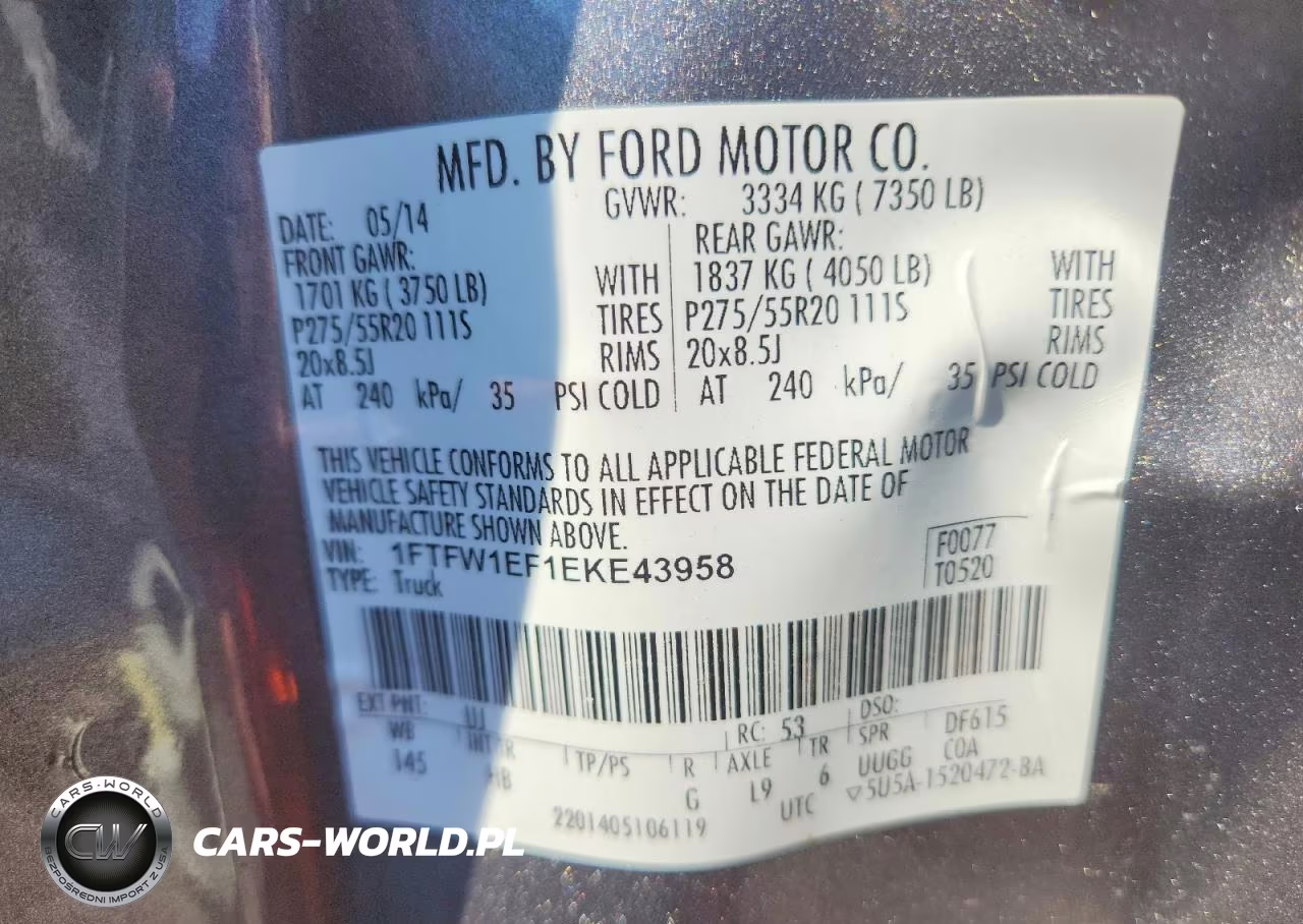 2014 Ford F150 Supercrew VIN:1FTFW1EF1EKE43958 - 12