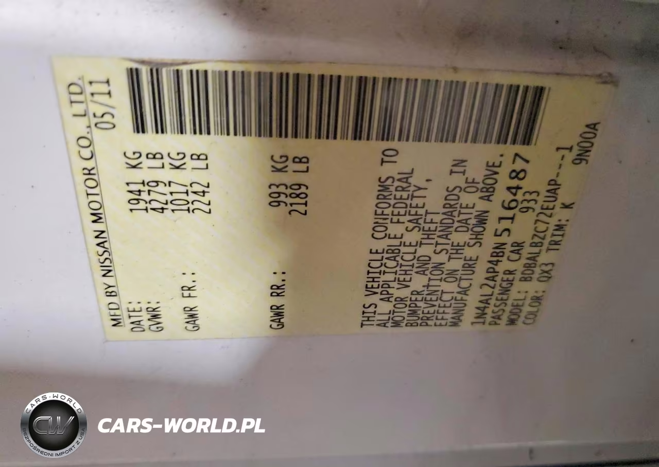 2011 Nissan Altima Base-S VIN:1N4AL2AP4BN516487 - 12