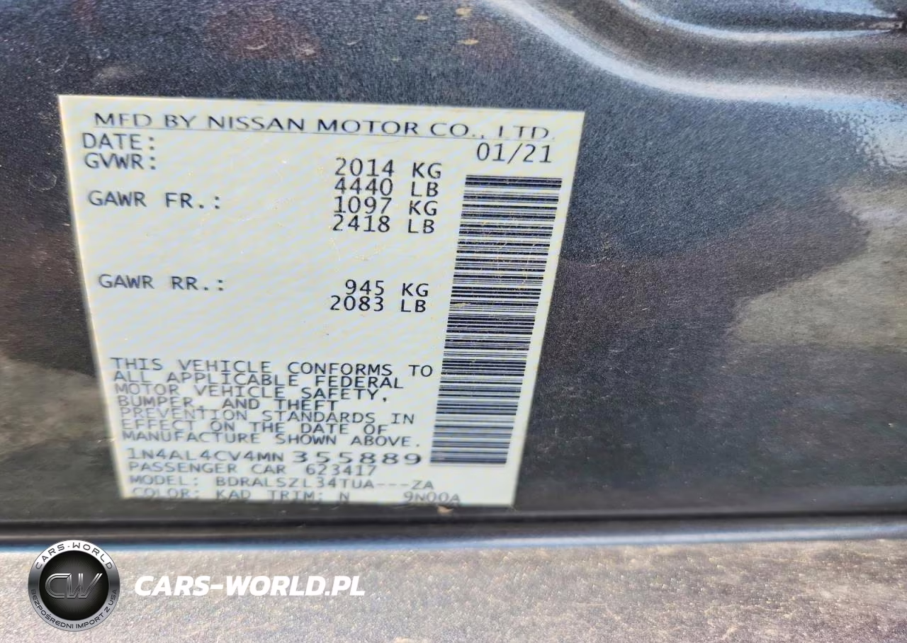 2021 Nissan Altima Sr VIN:1N4AL4CV4MN355889 - 12