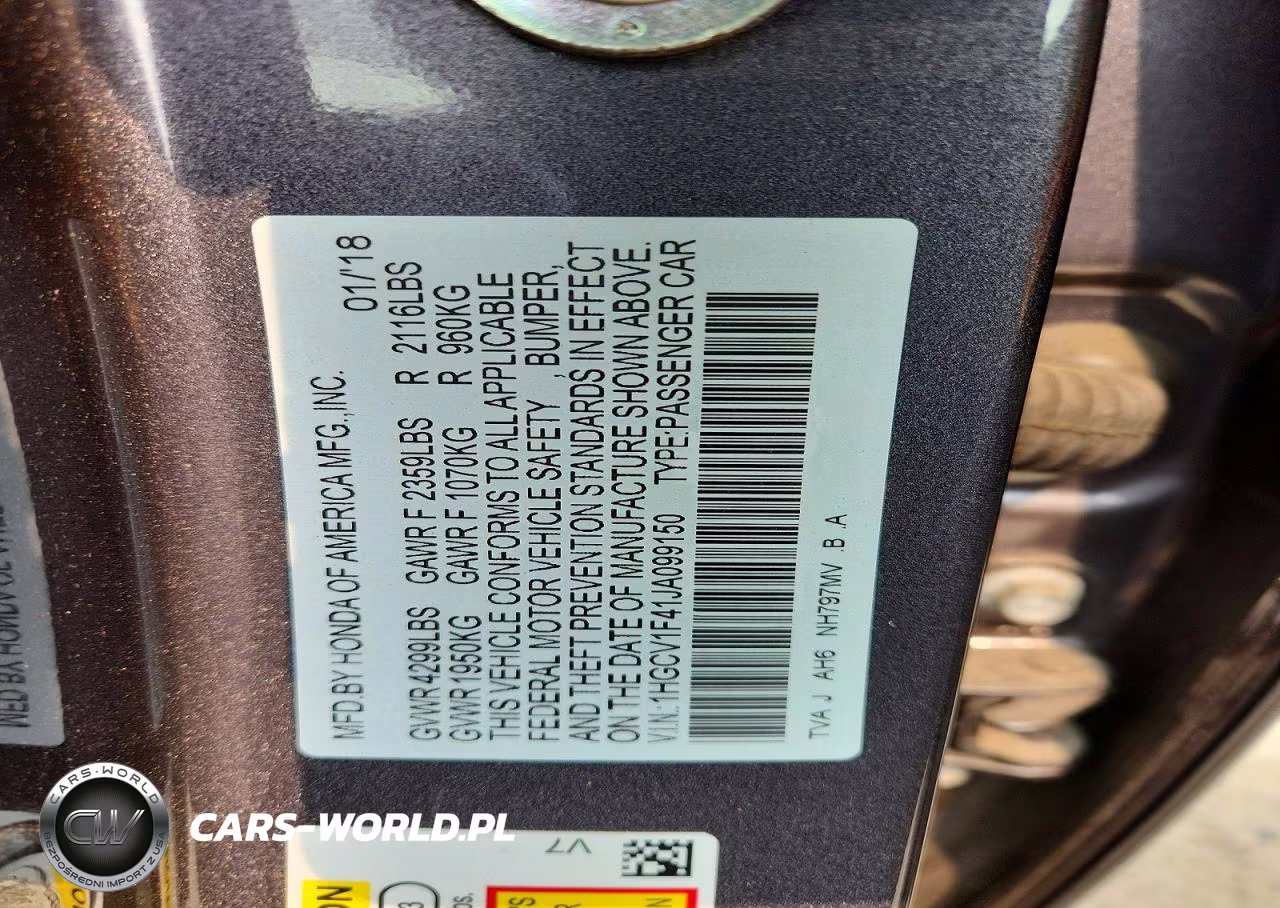 2018 Honda Accord Ex VIN:1HGCV1F41JA099150 - 12