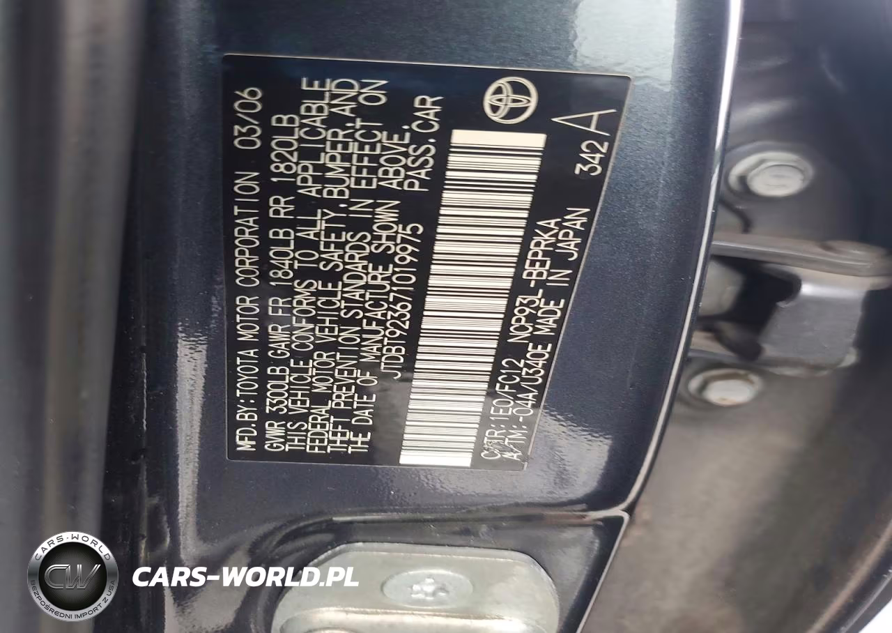2007 Toyota Yaris Base VIN:JTDBT923671019975 - 12