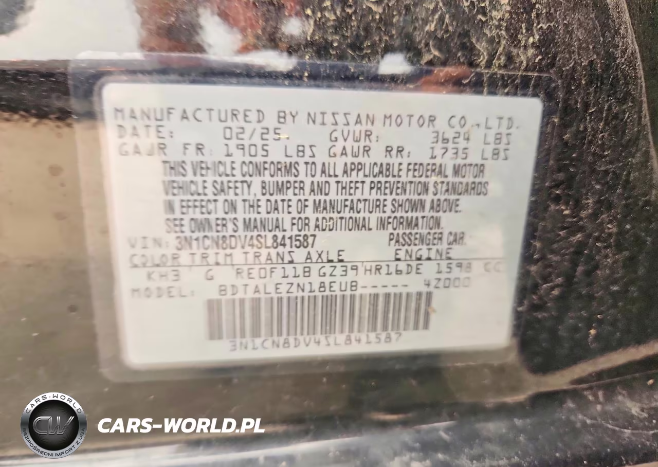 2025 Nissan Versa S VIN:3N1CN8DV4SL841587 - 12