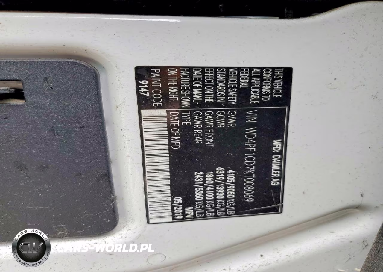2019 Mercedes-Benz Sprinter 2500-3500 VIN:WD4PF1CD7KT008069 - 13