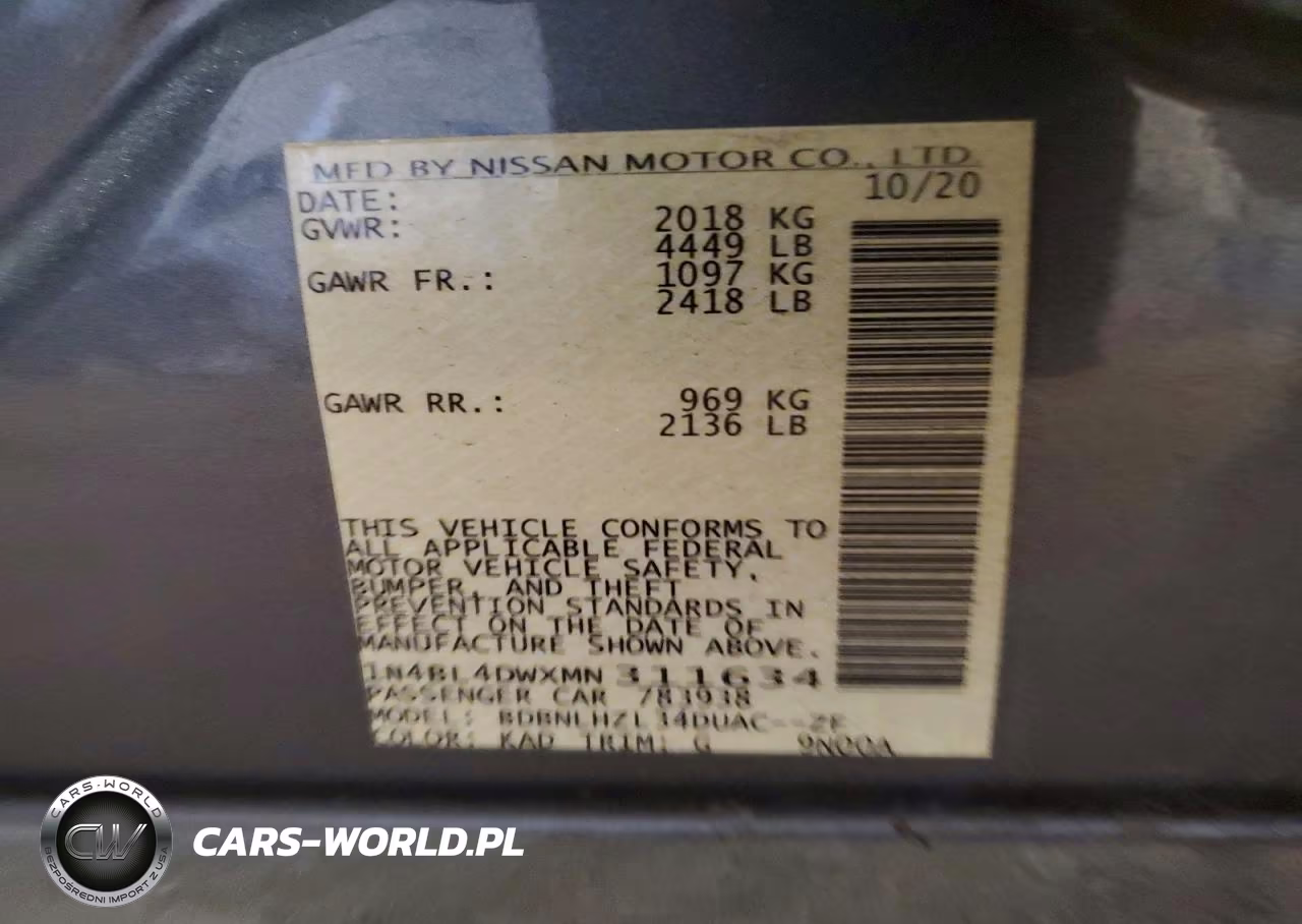2021 Nissan Altima Sv VIN:1N4BL4DWXMN311634 - 12