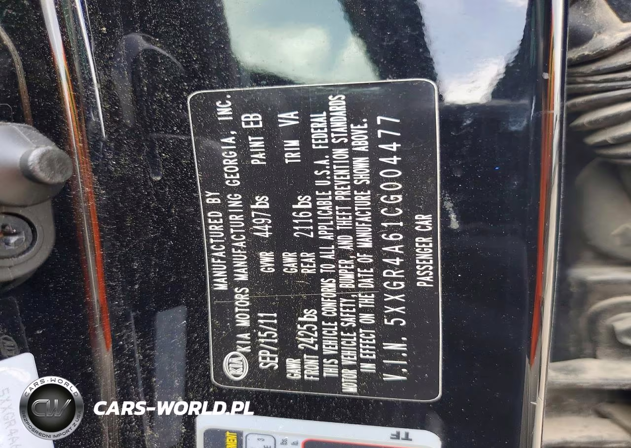 2012 Kia Optima Sx VIN:5XXGR4A61CG004477 - 12
