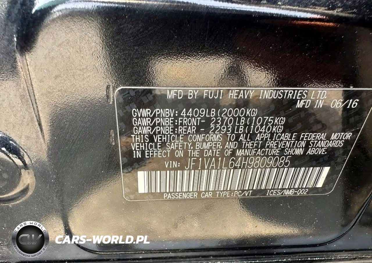 2017 Subaru Wrx Limited VIN:JF1VA1L64H9809085 - 10