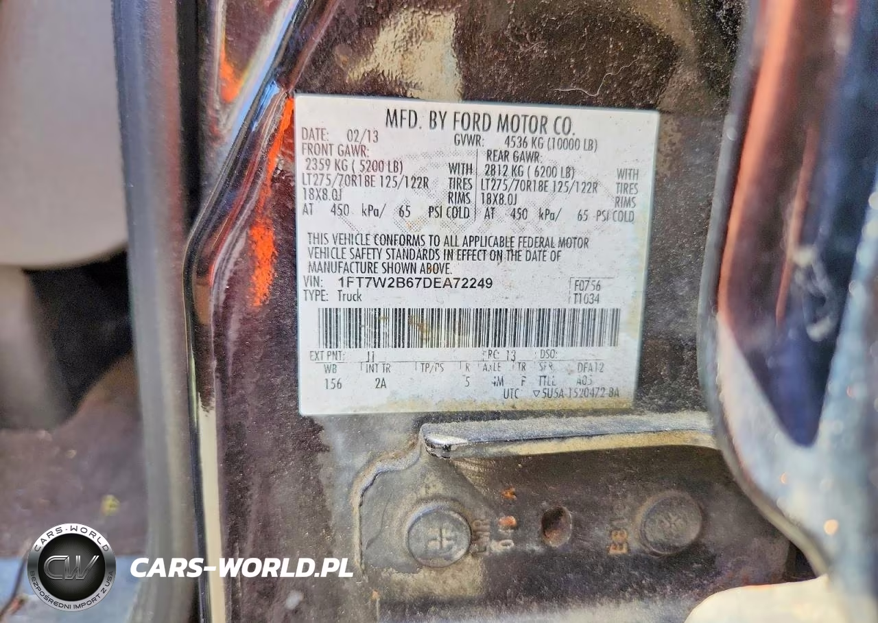 2013 Ford F250 Super Duty VIN:1FT7W2B67DEA72249 - 12