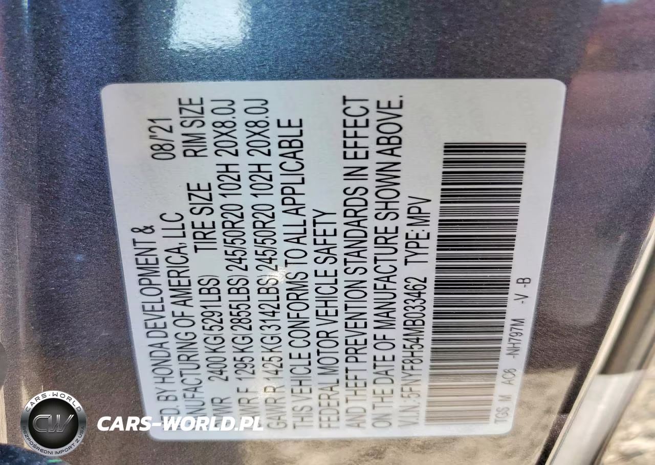 2021 Honda Passport Exl VIN:5FNYF8H54MB033462 - 14
