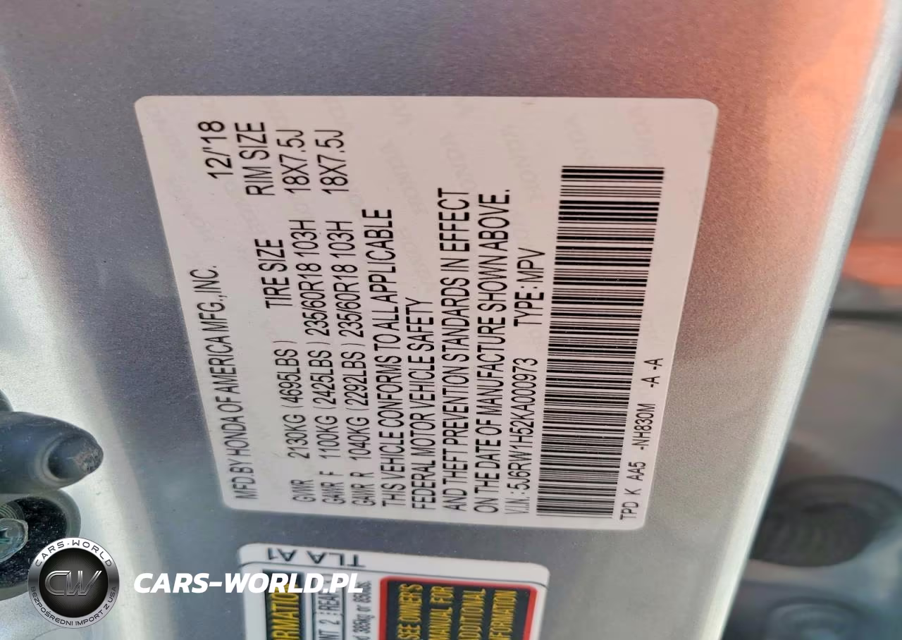 2019 Honda Cr-V Ex VIN:5J6RW1H52KA000973 - 12
